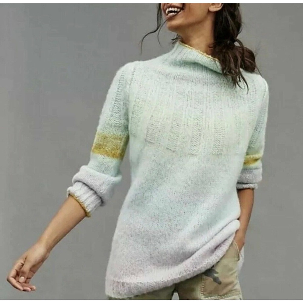 Anthropologie Perri Ombré Tunic Sweater Women's Small Mock Neck Alpaca Blend